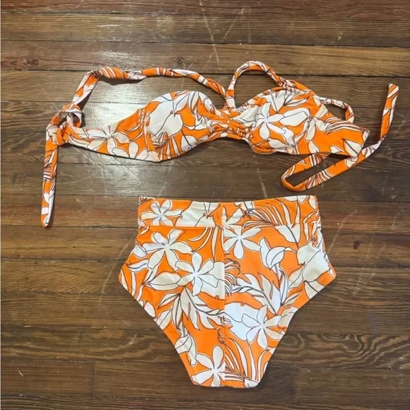 Kona Sol Orange and White Bikini - Picture 2 of 4